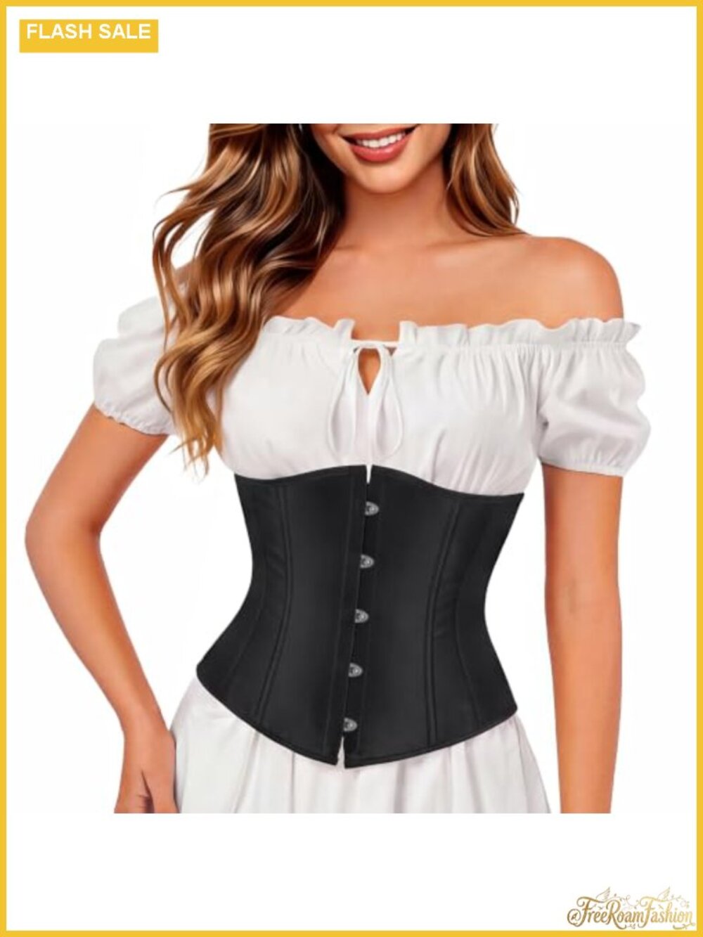 Women's Lace Up Underbust Corset Top Renaissance Pirate Costume Bustier